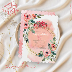 Pink Gold Fett florale Blogs Engagement Partei Einladung