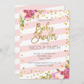 Pink Gold Flor Baby Dusche Einladung (Vorne/Hinten)
