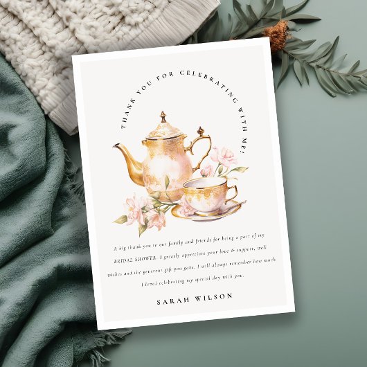 Pink Gold Flora Set Tee Brautparty Tee Party Dankeskarte