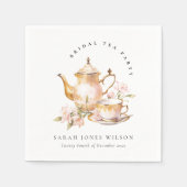 Pink Gold Flora Set Tee Brautparty Tee Party Serviette (Vorderseite)