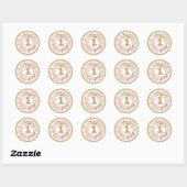 Pink & Gold Floral 1 Geburtstag Gefallen Tag Stick Runder Aufkleber (Blatt)