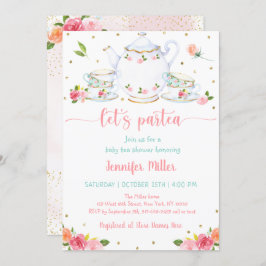 Pink Gold Floral Baby Dusche Party Einladung