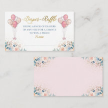 Pink Gold Floral Baby Dusche Windeln Raffle Ticket