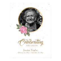 Pink Gold Floral Beerdigung Foto Begrüßungszeichen