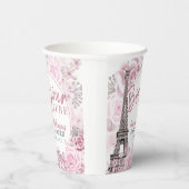 Pink Gold Floral Bonjour Bebe Baby Dusche Pappbecher (Rechts)