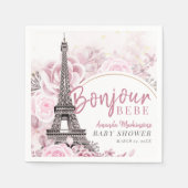 Pink Gold Floral Bonjour Bebe Baby Dusche Serviette (Vorderseite)