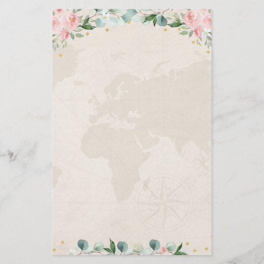 Pink Gold Floral Brautparty Bingo Game (Rückseite)