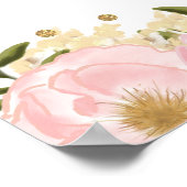 Pink Gold Floral Brautparty Foto Stand Prop Poster (Ecke)