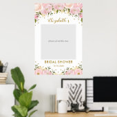 Pink Gold Floral Brautparty Foto Stand Prop Poster (Heimbüro)