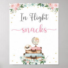 Pink Gold Floral Brautparty Snack Signatur Poster