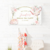 Pink Gold Floral Brautparty Tee Party Grosses Banner (Insitu)