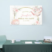 Pink Gold Floral Brautparty Tee Party Grosses Banner (Messeveranstaltung)
