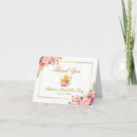Pink Gold Floral Bridal Tee Party Danke