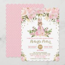 Pink Gold Floral Bunny Rabbit Baby Dusche laden