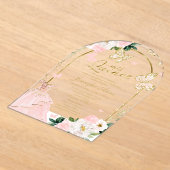 Pink Gold Floral Butterfly Quinceañera Acryleinladungen (Ablage )