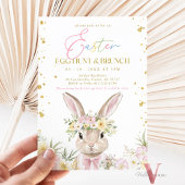 Pink Gold Floral Easter Egg Hunt & Brunch Bunny Bu Einladung