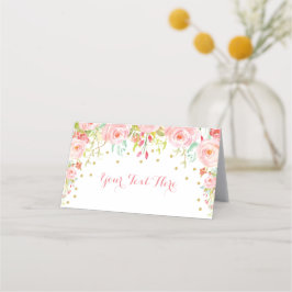 Pink Gold Floral Elephant Baby Dusche Geburtstag Platzkarte