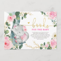 Pink Gold Floral Elephant Books for Baby Girl