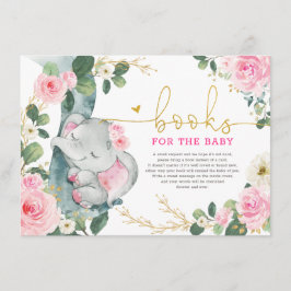 Pink Gold Floral Elephant Books for Baby Girl Begleitkarte