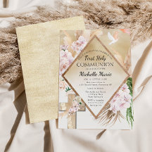 Pink Gold Floral First Holion Girl