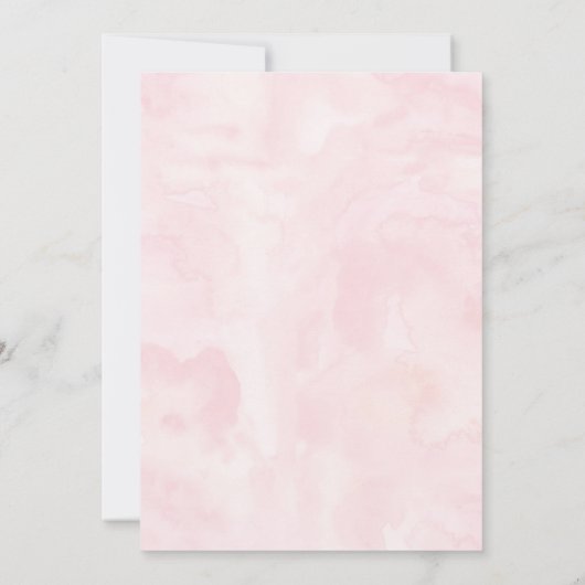 Pink Gold Floral Girl Babydusche Einladung (Rückseite)