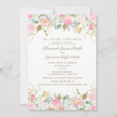 Pink Gold Floral Girls Graduation Party Einladung (Vorderseite)