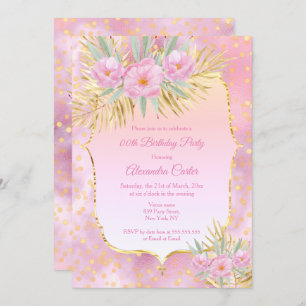Pink Gold Floral Hübsch Geburtstagsparty Einladung