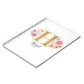 Pink Gold Floral Monogram Letter H Notizblock (Linke Seite)