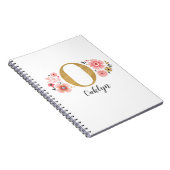 Pink Gold Floral Monogram Letter O Notizblock (Rechte Seite)