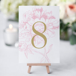 Pink Gold Floral Peony Wedding Tischnummer
