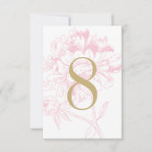 Pink Gold Floral Peony Wedding Tischnummer (Vorderseite)