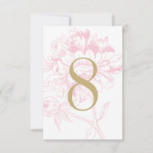 Pink Gold Floral Peony Wedding Tischnummer (Rückseite)