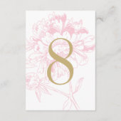 Pink Gold Floral Peony Wedding Tischnummer (Rückseite)
