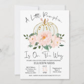 Pink Gold Floral Pumpkin Baby Dusche Einladung (Vorderseite)