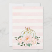 Pink Gold Floral Pumpkin Baby Dusche Einladung (Rückseite)