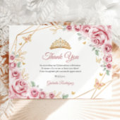 Pink Gold Floral Quinceanera Dankeskarte