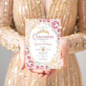 Pink Gold Floral Quinceanera Einladung
