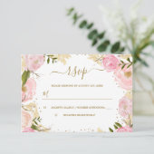 Pink Gold Floral Rose Aquarell UAWG RSVP Karte (Stehend Vorderseite)