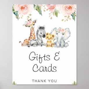 Pink Gold Floral Safari Baby Duschzeichen Poster