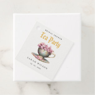 Pink Gold Floral Teacup Brautparty Teezeremonie Pa Geschenkanhänger