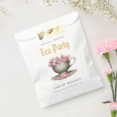 Pink Gold Floral Teacup Brautparty Teezeremonie Pa Geschenktütchen (Versiegelt)