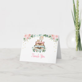 Pink Gold Floral Travel Baby Dusche Dankeskarte