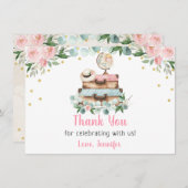 Pink Gold Floral Travel Brautparty Dankeskarte (Vorne/Hinten)