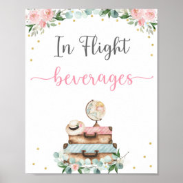 Pink Gold Floral Travel Brautparty Drinks Untersch Poster