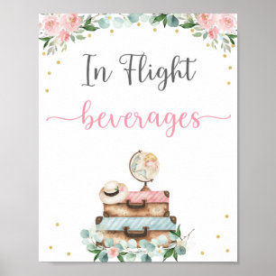 Pink Gold Floral Travel Brautparty Drinks Untersch Poster