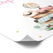 Pink Gold Floral Travel Brautparty Geschenksign Poster (Ecke)