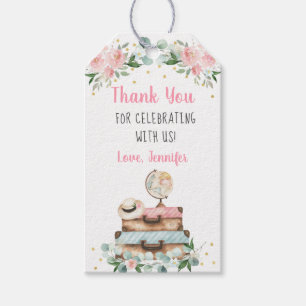 Pink Gold Floral Travel Brautparty Vielen Dank Geschenkanhänger