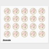 Pink Gold Floral Wedding Vielen Dank Round Sticker (Blatt)
