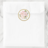 Pink Gold Floral Wedding Vielen Dank Round Sticker (Tasche)