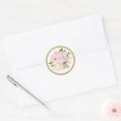 Pink Gold Floral Wedding Vielen Dank Round Sticker (Umschlag)